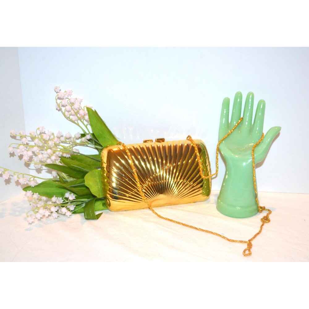 Vintage Formal Purse Sunray Clamshell with Chain